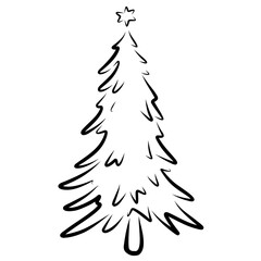 Christmas tree fir tree with star illustration hand drawn vector graphic isolated on white background for print and business