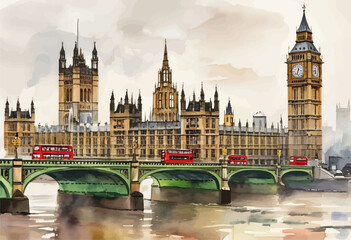 Fototapeta premium London Bridge and Big Ben, UK