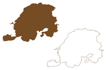 Isoluoto island (Republic of Finland) map vector illustration, scribble sketch Isoluoto map