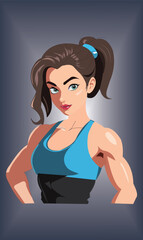 Cartoon character fitness Flat Design