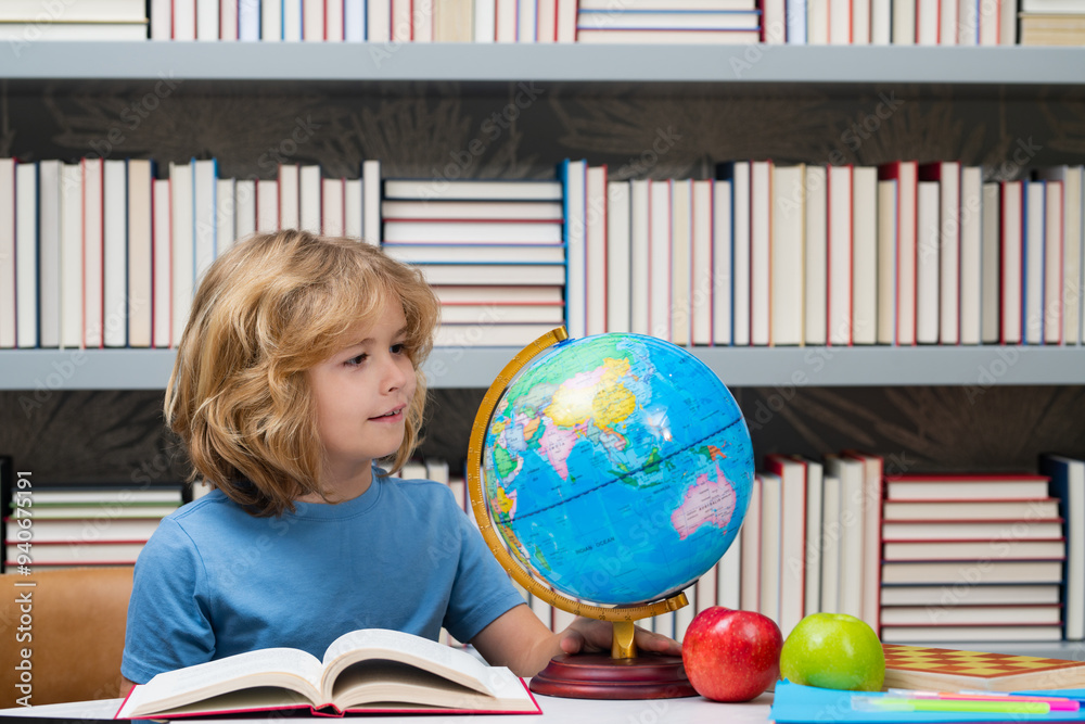 Aufkleber nerd pupil. clever child from elementary school with book. smart genius intelligence kid ready to le