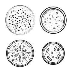 Fototapeta premium black and white vector illustration of icons around world cancer day