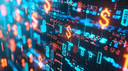 Digital Currency Appreciation Display with Glowing Symbol