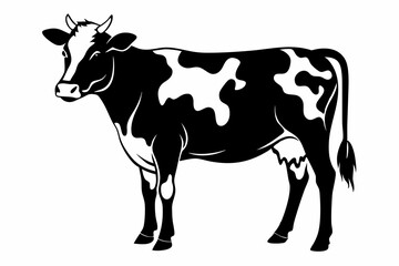 Cow silhouette Vector Illustration, Dairy cow