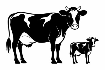 Cow silhouette Vector Illustration, Dairy cow