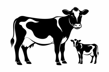 Cow silhouette Vector Illustration, Dairy cow