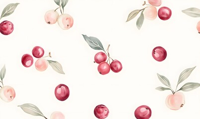 cranberry illustration pattern , Generative AI
