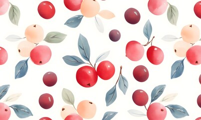 cranberry illustration pattern , Generative AI