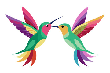 Beautiful hummingbird couple vector art illustration 