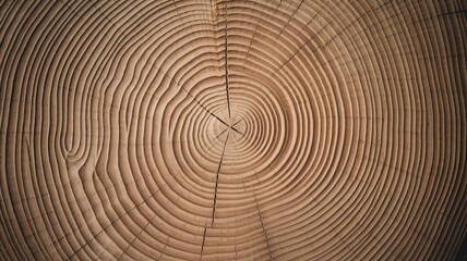 Naklejka premium Cross-section of a tree showing the surface texture of internal annual rings over time.