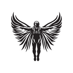 wingsuit sky diving isolated black silhouette collection, wingsuit sky diving vector, design black and white 