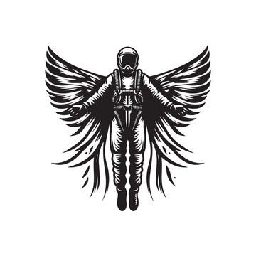recommend clip art: wingsuit sky diving isolated black silhouette collection, wingsuit sky diving vector, design black and white 