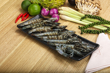 Fresh raw uncooked tiger prawn