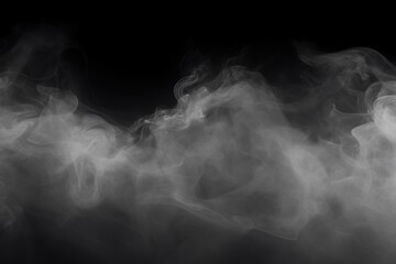 Obraz premium Abstract fog and smoke on black background with white mist.