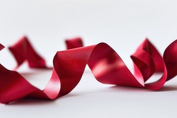 Origami Ribbon. Red Ribbon Origami Isolated on White Background
