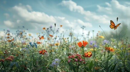 Serene Wildflower Meadow. Nature's Tranquility Concept