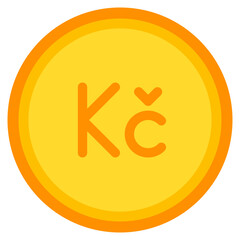 Czech koruna, coin, currency, money, cash Icon