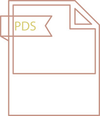 PDS File format icon black outline and light color text