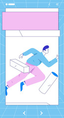 People exercising healthy running vector internet operation illustration
