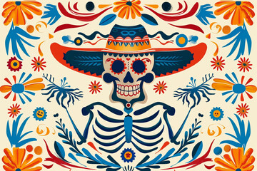 Beautiful greeting card with bright holiday composition for happy to joy celebrate dia de muertos