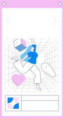 People exercising healthy running vector internet operation illustration
