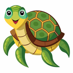 Fototapeta premium Cartoon illustration of a smiling green turtle