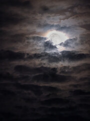 Bright Moon Shining Through a Dark, Cloudy Night