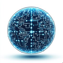 Illuminated Circuit Globe: A Futuristic Vision of Global Digital Connectivity