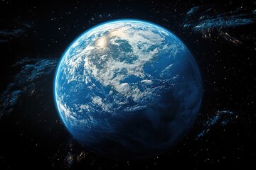 Fototapeta premium Earth From Space With Starry Background
