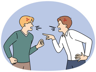 Furious men scream at each other