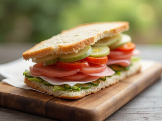 sandwich with ham and vegetables