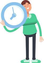 Girl Character Holding Clock
