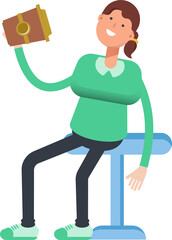 Girl Character Drinking Coffee
