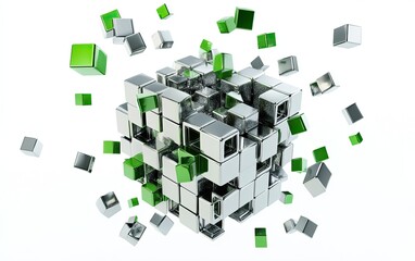 Abstract 3D Cubes Exploding