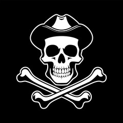 Skull and crossbones on black vector illustration