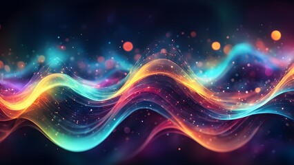A colorful wave with a lot of sparkles and dots