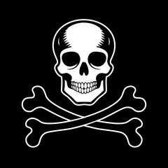 Skull and crossbones on black vector illustration