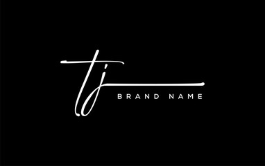 TJ letter beauty handwriting vector logo.