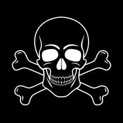 Skull and crossbones on black vector illustration
