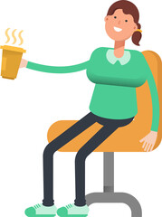 Girl Character Drinking Coffee
