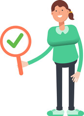 Girl Character Showing Check Mark
