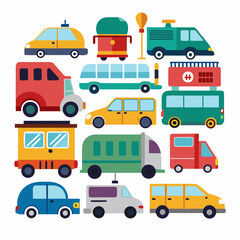 A Collection of Various Colorful Cars and Trucks