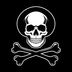 Skull and crossbones monochrome silhouette vector illustration