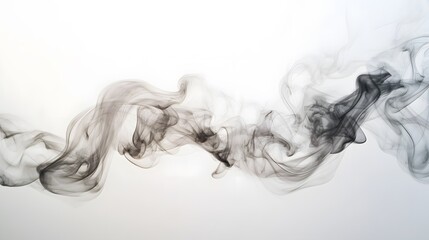 Fototapeta premium Floating Smoke Swirls: Ethereal smoke swirls in various patterns, floating gracefully against a pure white background. 