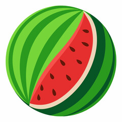A Sliced Watermelon with Green Rinds and Red Flesh