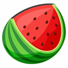 A Sliced Watermelon with Green Rind and Seeds