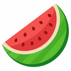 A Slice of Watermelon with Green Rind and Red Flesh