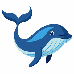 Cartoon Blue Whale with a Smile and Flippers