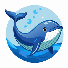 A Blue Whale Swimming Through Ocean Water With Bubbles © Rizaldi