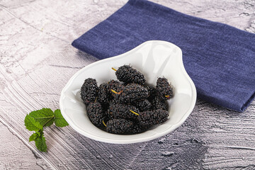 Juicy sweet mulberry in the bowl